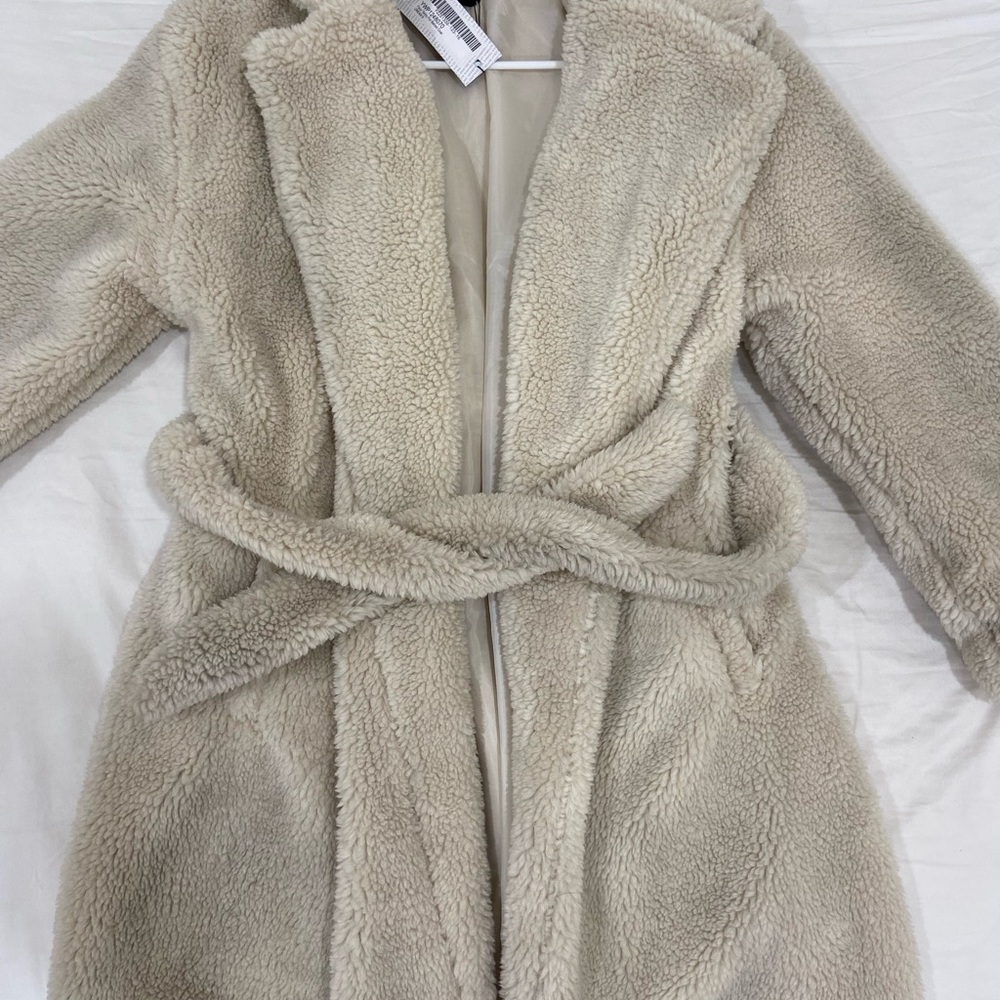 Women's Cream Faux Fur Coat